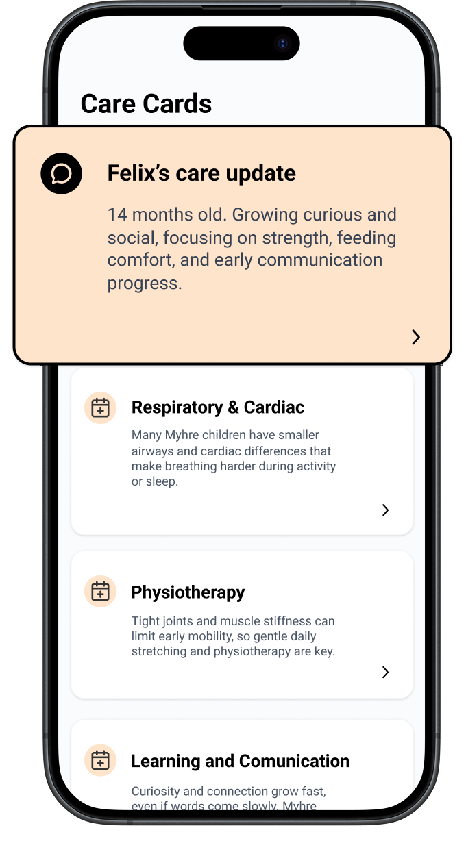 Care Cards showing medical guidance summaries